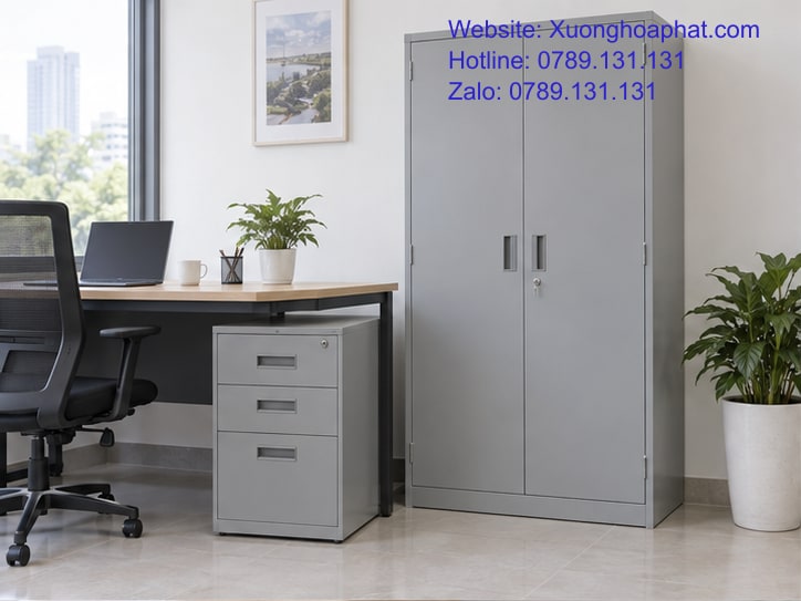 Tủ Ngăn Kéo Và Tủ Hồ Sơ: Chia Việc Lưu Trữ Trong Văn Phòng 2 Tủ ngăn kéo và tủ hồ sơ bố trí cạnh khu làm việc.