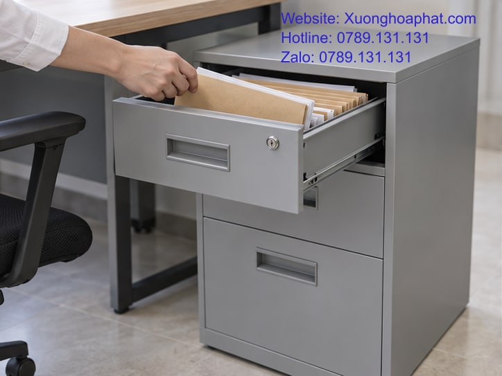 Tủ Ngăn Kéo Và Tủ Hồ Sơ: Chia Việc Lưu Trữ Trong Văn Phòng 4 Kiểm tra thao tác lấy giấy trong tủ ngăn kéo.
