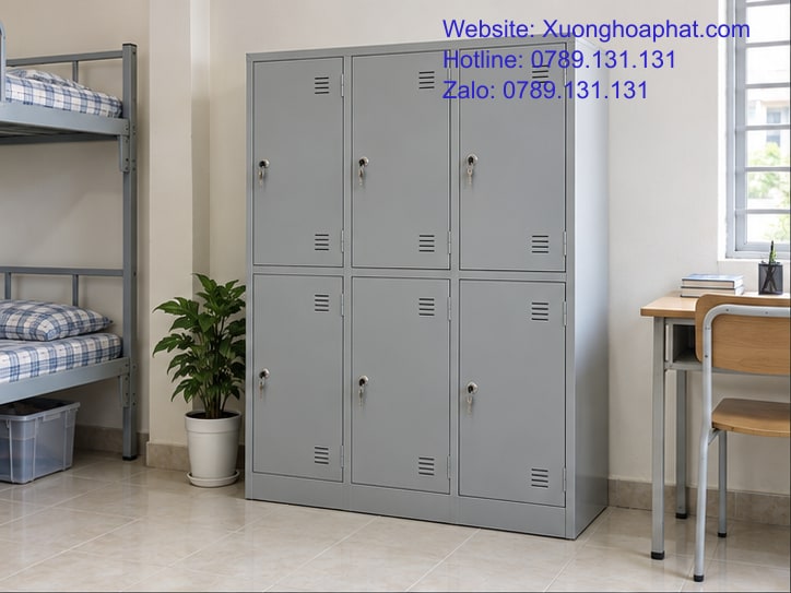 Tủ Sắt Ký Túc Xá Mấy Ngăn Cho Phòng Ở Của Sinh Viên? 2 Tủ sắt ký túc xá chia sáu ngăn khóa riêng trong phòng ở