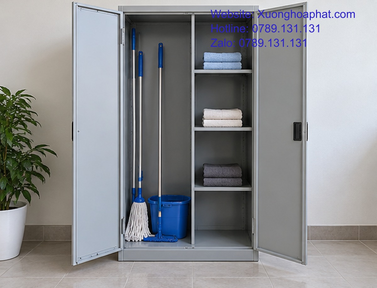 Tủ Vệ Sinh 2 Cánh Hay 1 Khoang: Hiểu Đúng Trước Khi Đặt 4 Lòng tủ vệ sinh chia vùng dụng cụ dài và khăn khô