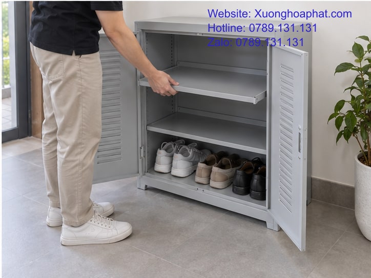 Vệ Sinh Khử Mùi Tủ Để Giày Từ Nguồn Mùi Đến Ngăn Sạch 5 Kiểm tra khả năng tháo khay của tủ giày dễ vệ sinh.